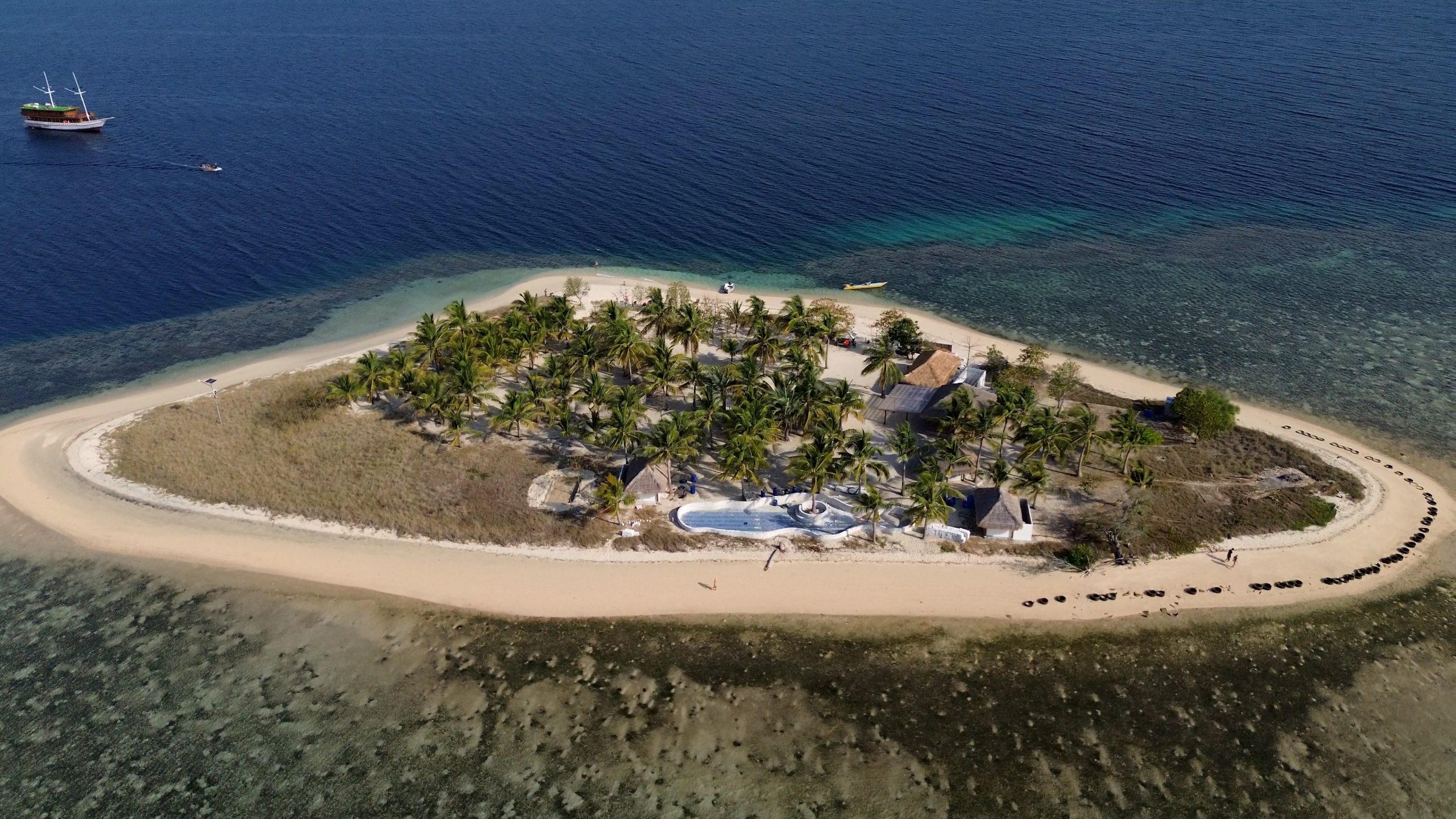 Small,Island,Pulau,Bedil,,Tropical,Island,In,Indonesia.,Drone,View.