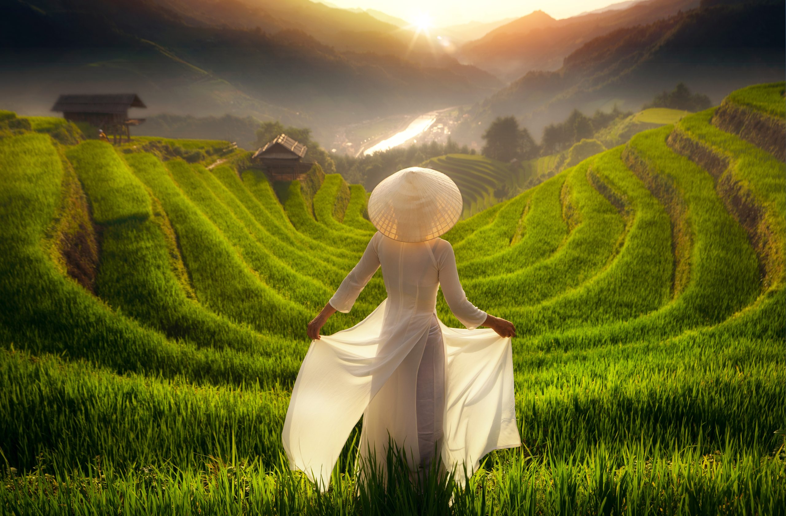 Vietnam,Girl,In,Traditional,White,Dress,In,Mu,Cang,Chai