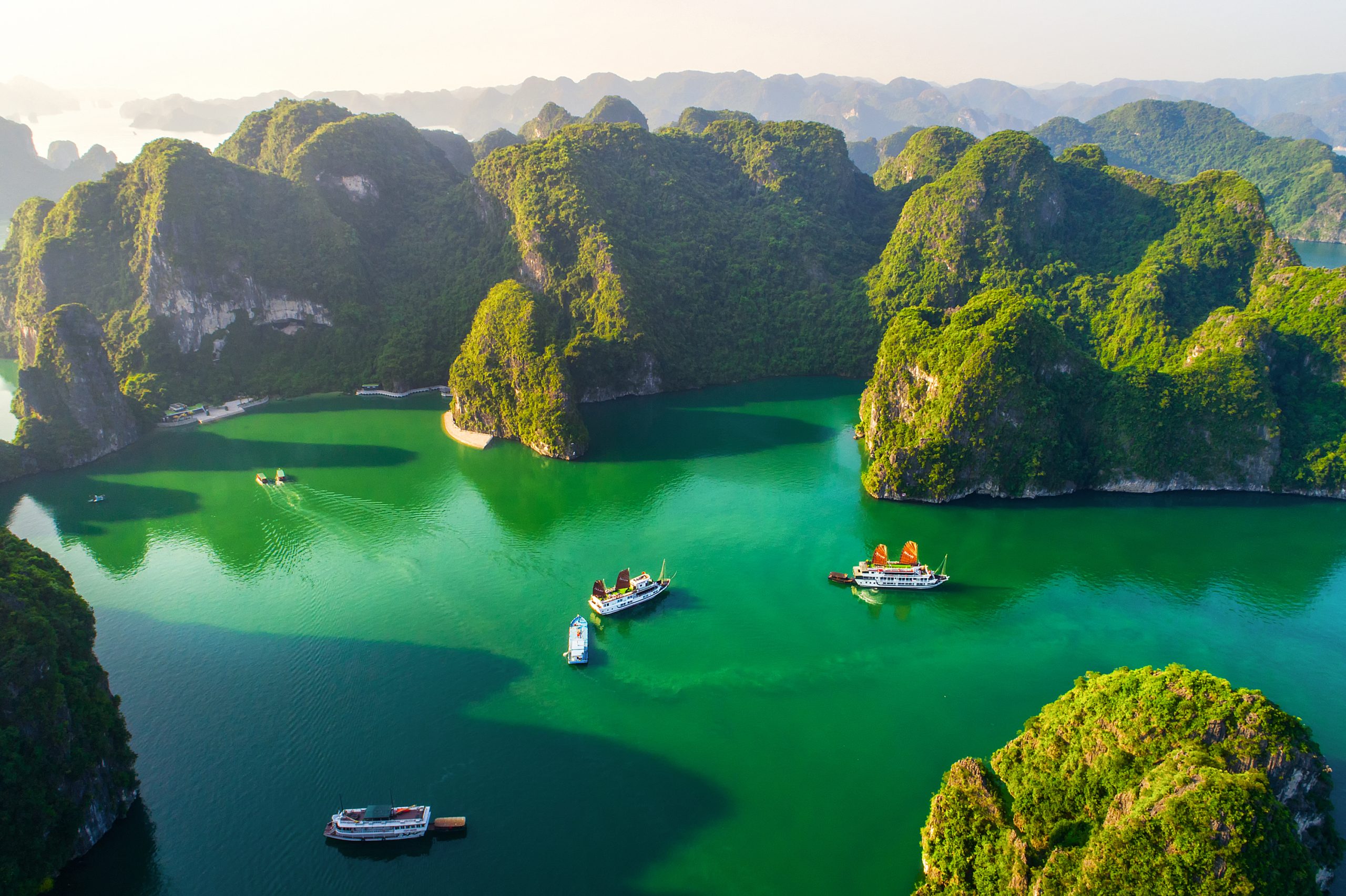 Aerial,View,Floating,Fishing,Village,And,Rock,Island,,Halong,Bay,