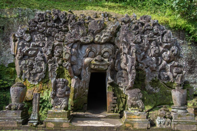 The,Entrance,To,The,Elephant,Cave,"goa,Gajah",On,The