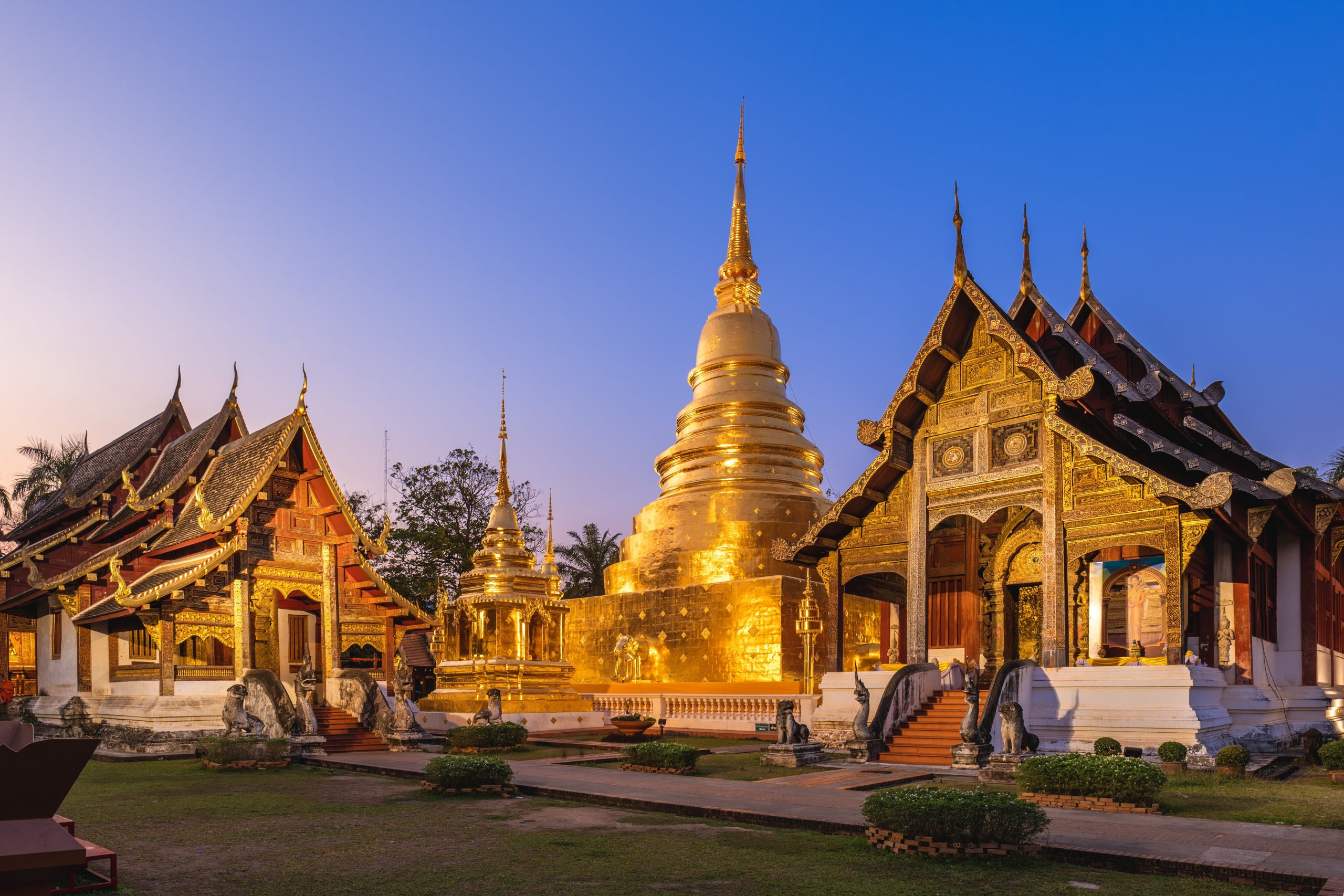 Stupa,At,Wat,Phra,Singh,In,Chiang,Mai,,Thailand